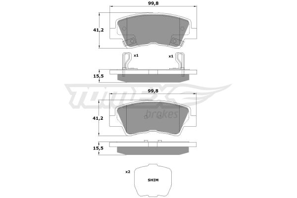 TOMEX BRAKES stabdžių trinkelių rinkinys, diskinis stabdys TX 17-48